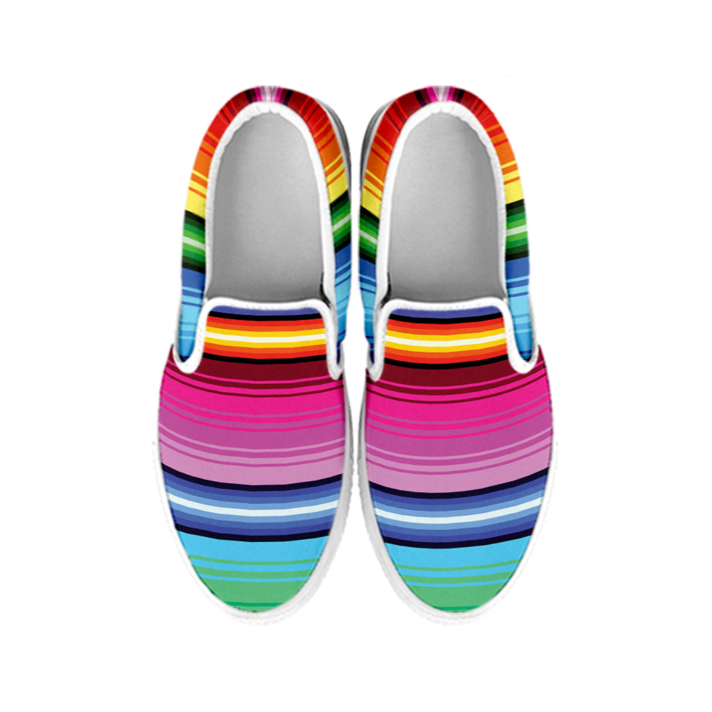 Cinco De Mayo Mexican Stripe Print White Slip On Shoes