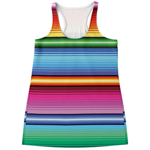 Cinco De Mayo Mexican Stripe Print Women's Racerback Tank Top