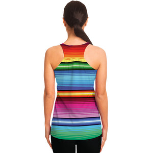 Cinco De Mayo Mexican Stripe Print Women's Racerback Tank Top