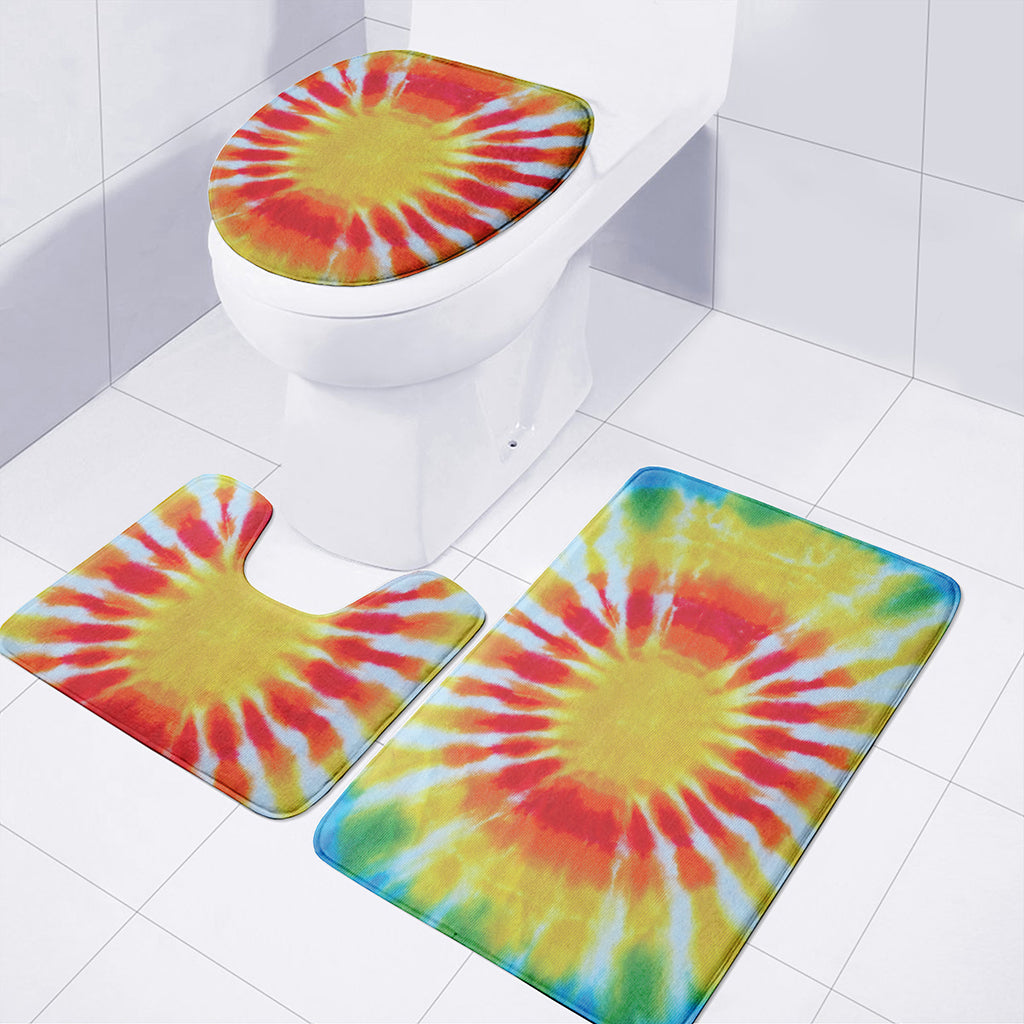 Circle Tie Dye Print 3 Piece Bath Mat Set