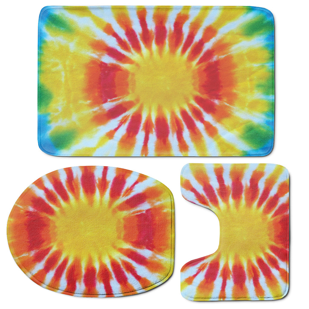 Circle Tie Dye Print 3 Piece Bath Mat Set