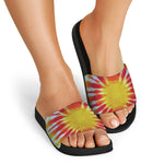 Circle Tie Dye Print Black Slide Sandals