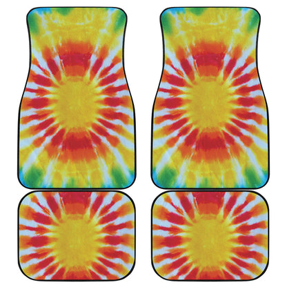 Circle Tie Dye Print Front and Back Car Floor Mats