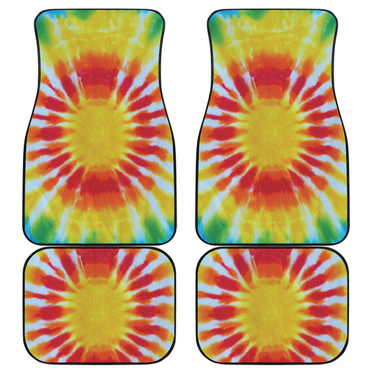 Circle Tie Dye Print Front and Back Car Floor Mats