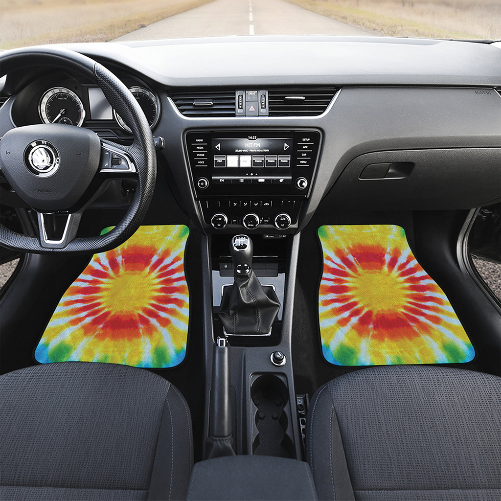 Circle Tie Dye Print Front and Back Car Floor Mats