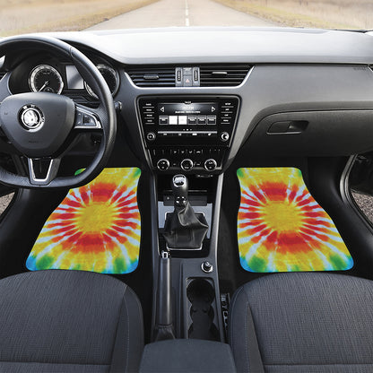 Circle Tie Dye Print Front and Back Car Floor Mats