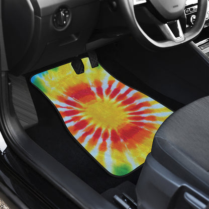 Circle Tie Dye Print Front and Back Car Floor Mats