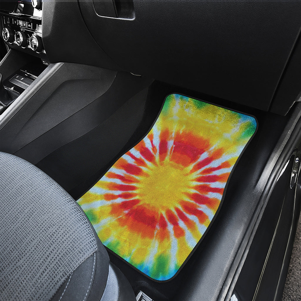 Circle Tie Dye Print Front and Back Car Floor Mats