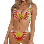 Circle Tie Dye Print Front Bow Tie Bikini