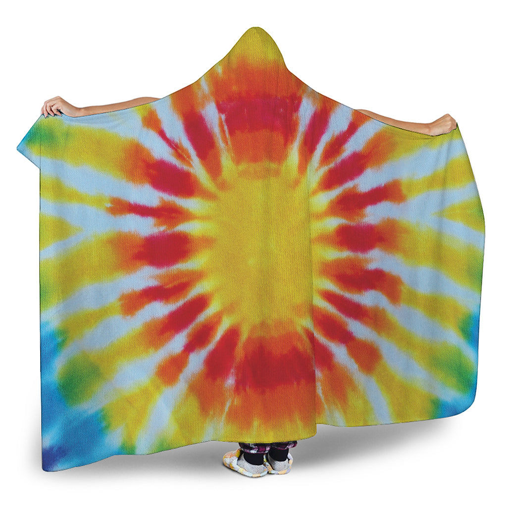 Circle Tie Dye Print Hooded Blanket