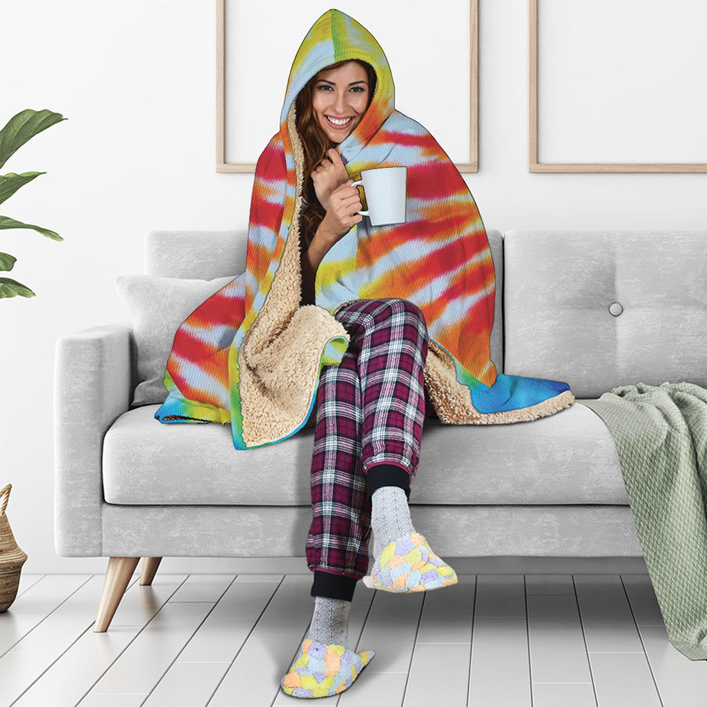 Circle Tie Dye Print Hooded Blanket
