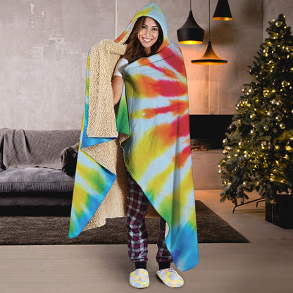Circle Tie Dye Print Hooded Blanket