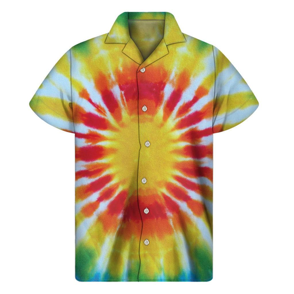 Circle Tie Dye Print Men's Short Sleeve Shirt