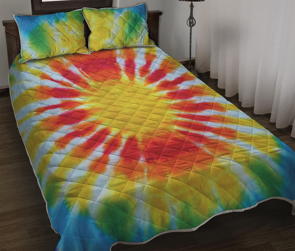 Circle Tie Dye Print Quilt Bed Set