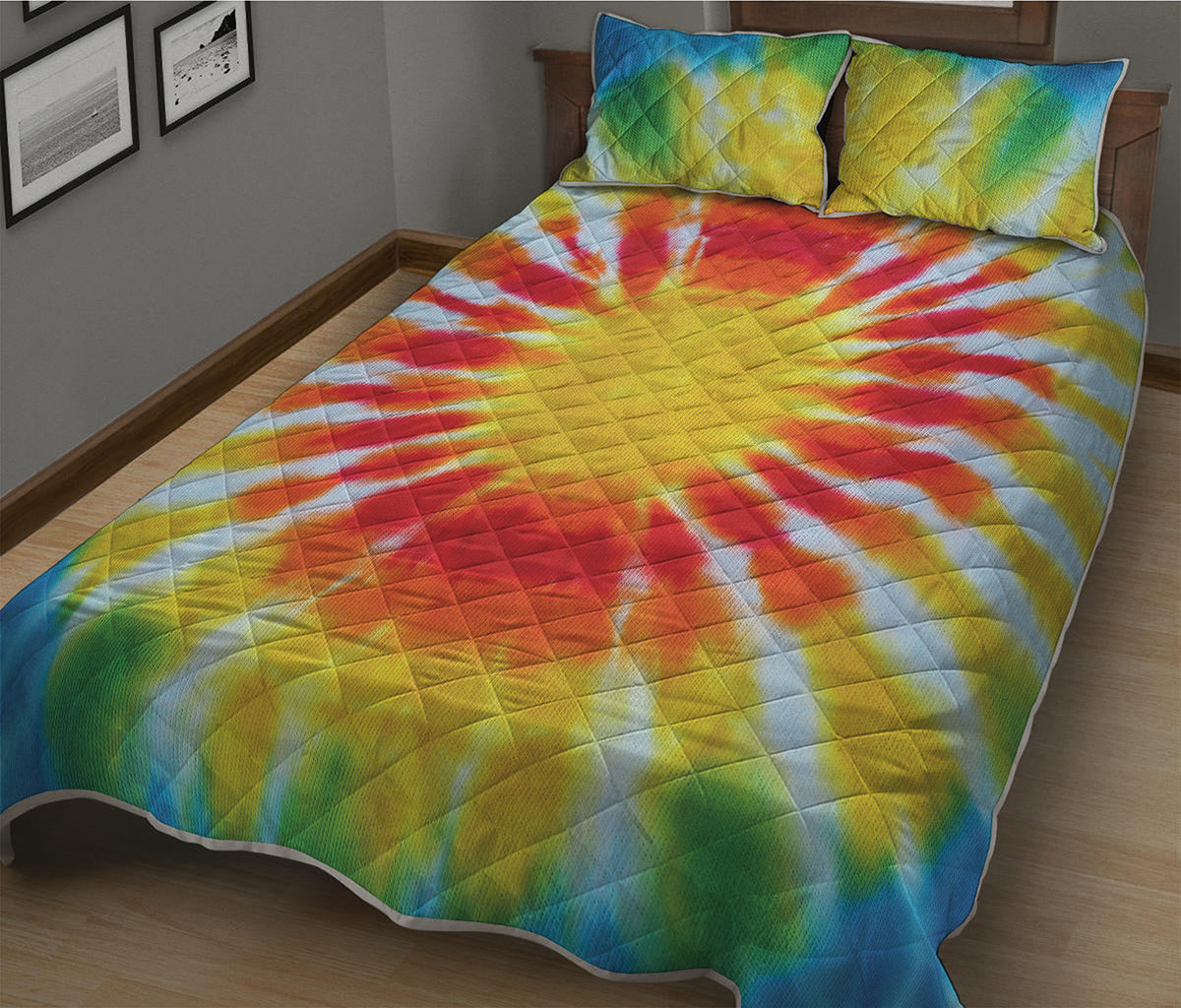 Circle Tie Dye Print Quilt Bed Set