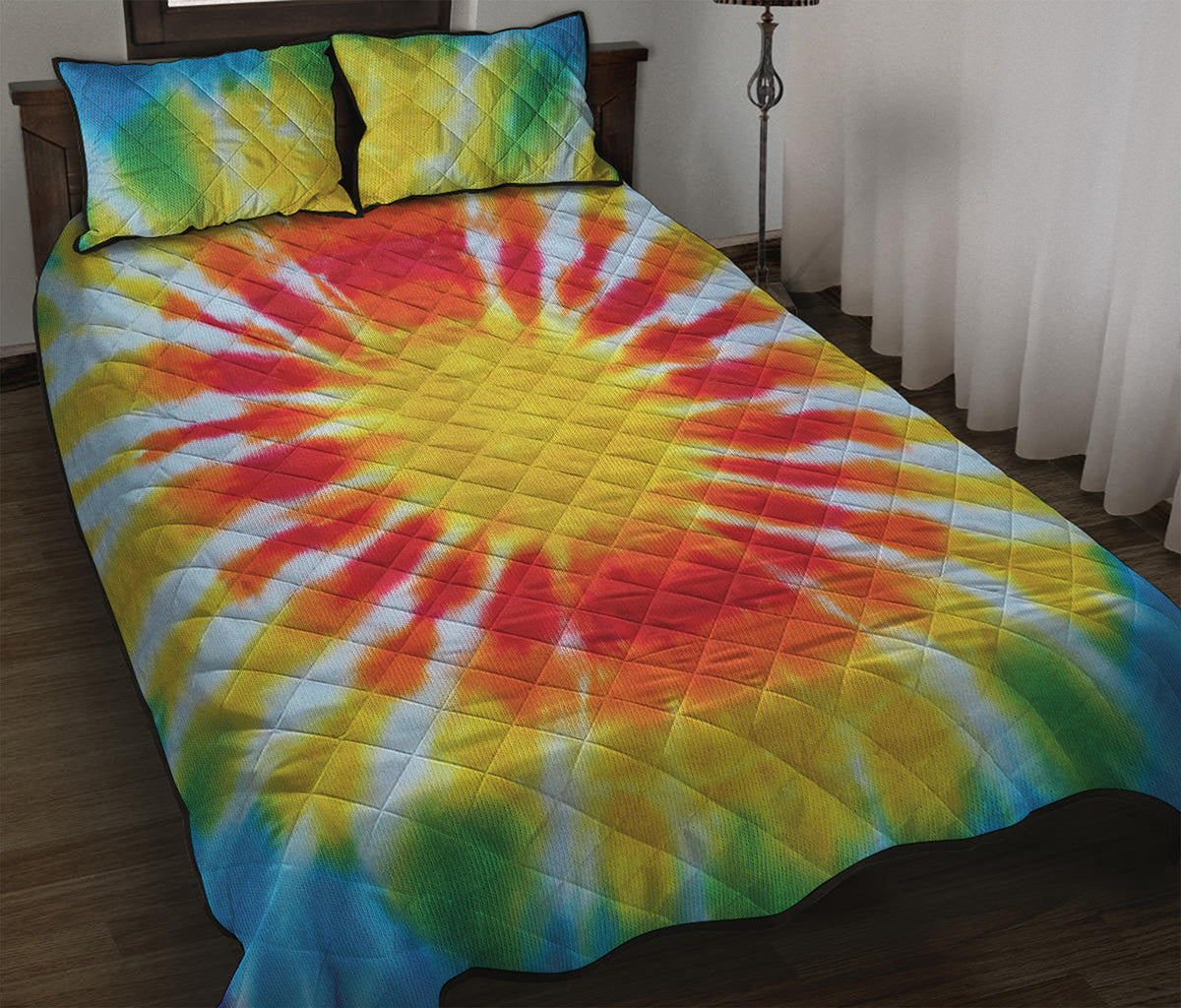 Circle Tie Dye Print Quilt Bed Set