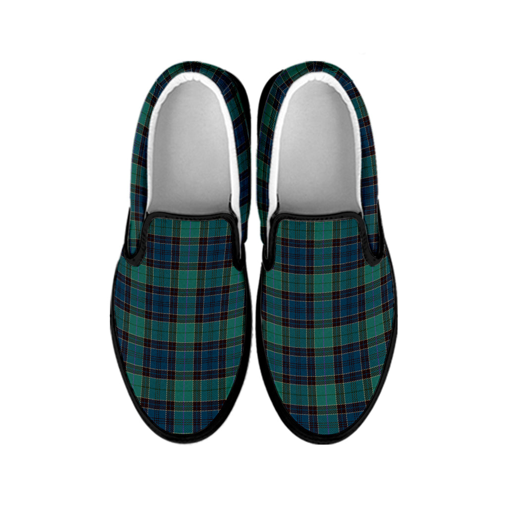 Clan Campbell Tartan Pattern Print Black Slip On Shoes