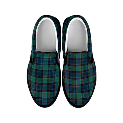 Clan Campbell Tartan Pattern Print Black Slip On Shoes