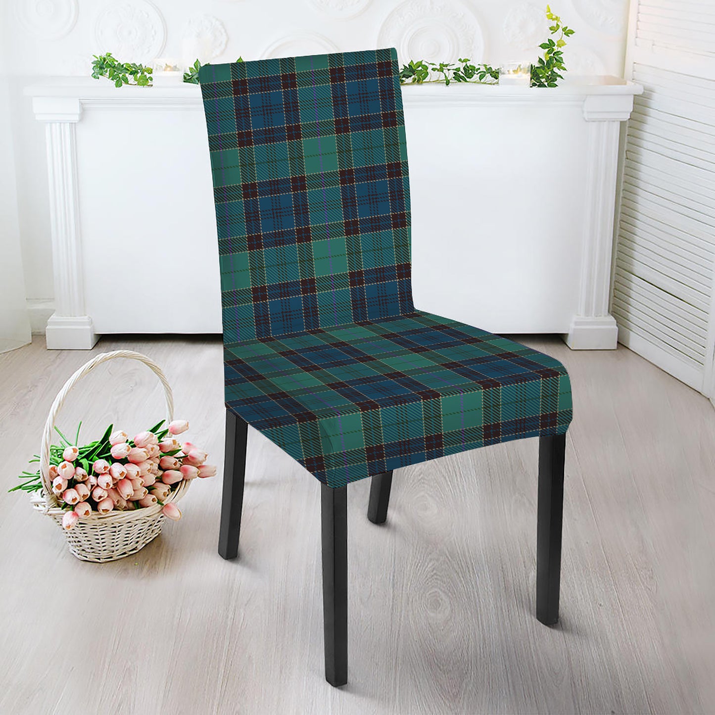Clan Campbell Tartan Pattern Print Dining Chair Slipcover