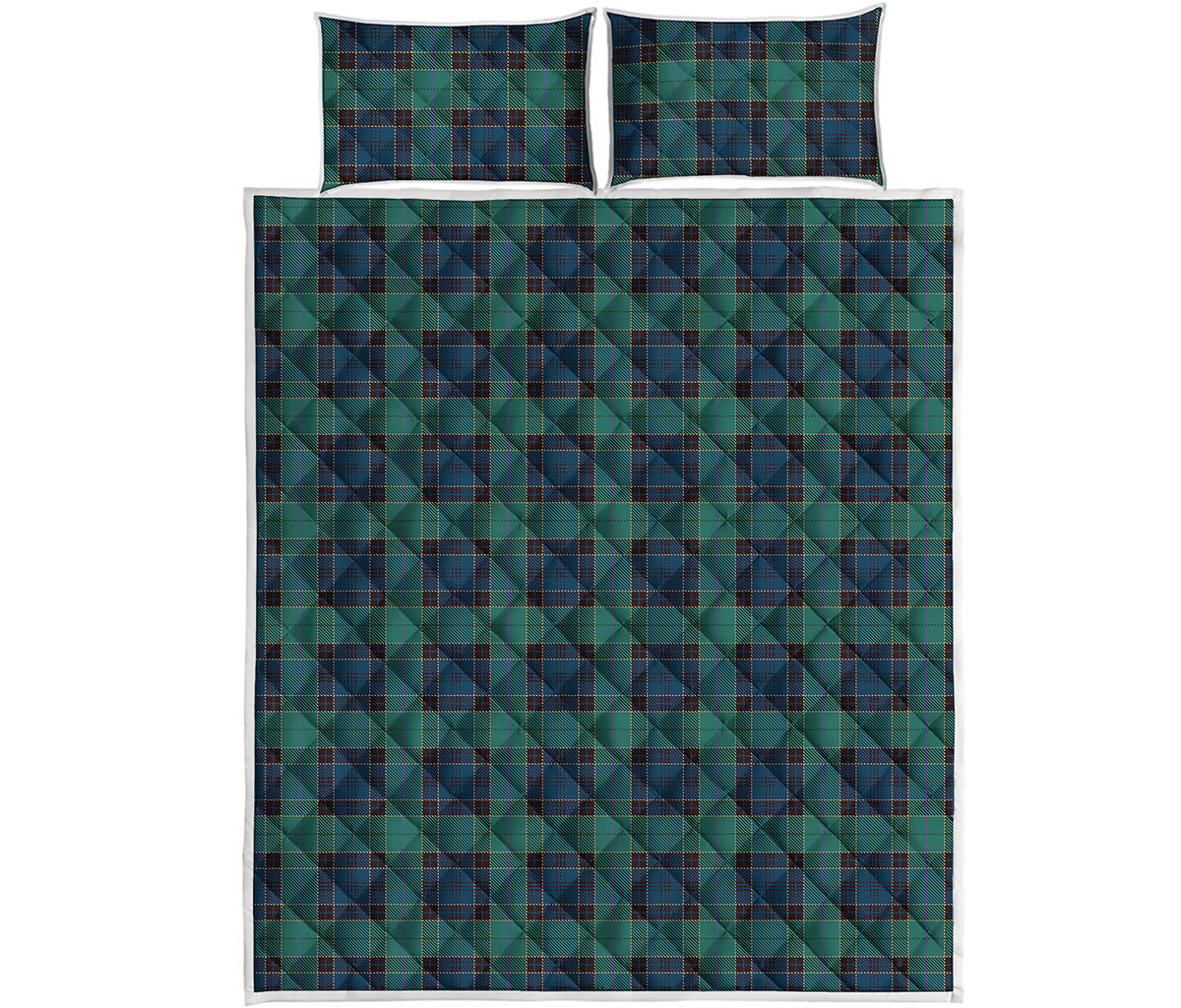 Clan Campbell Tartan Pattern Print Quilt Bed Set
