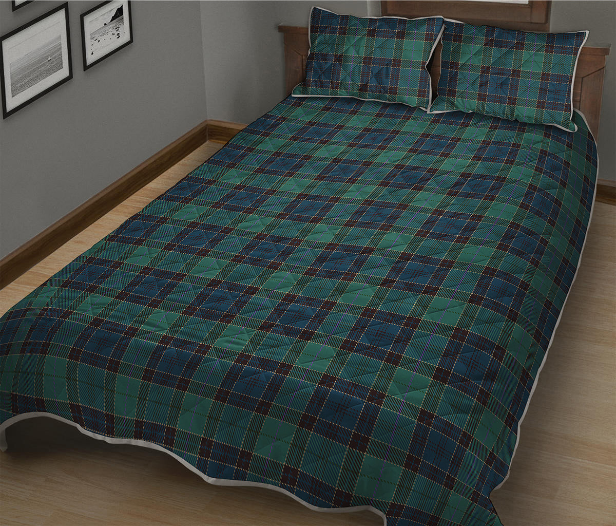 Clan Campbell Tartan Pattern Print Quilt Bed Set