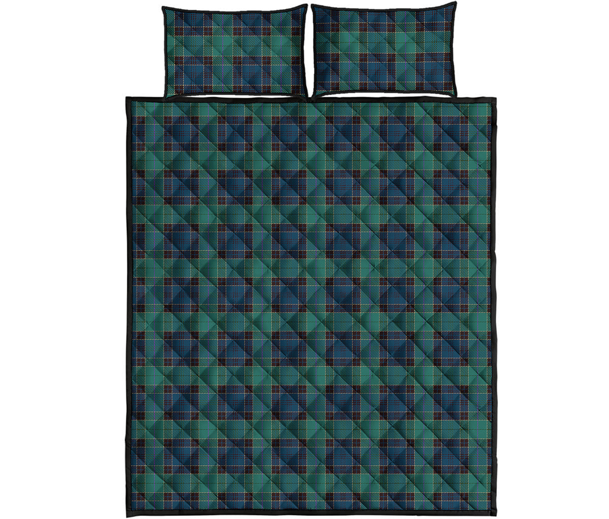 Clan Campbell Tartan Pattern Print Quilt Bed Set