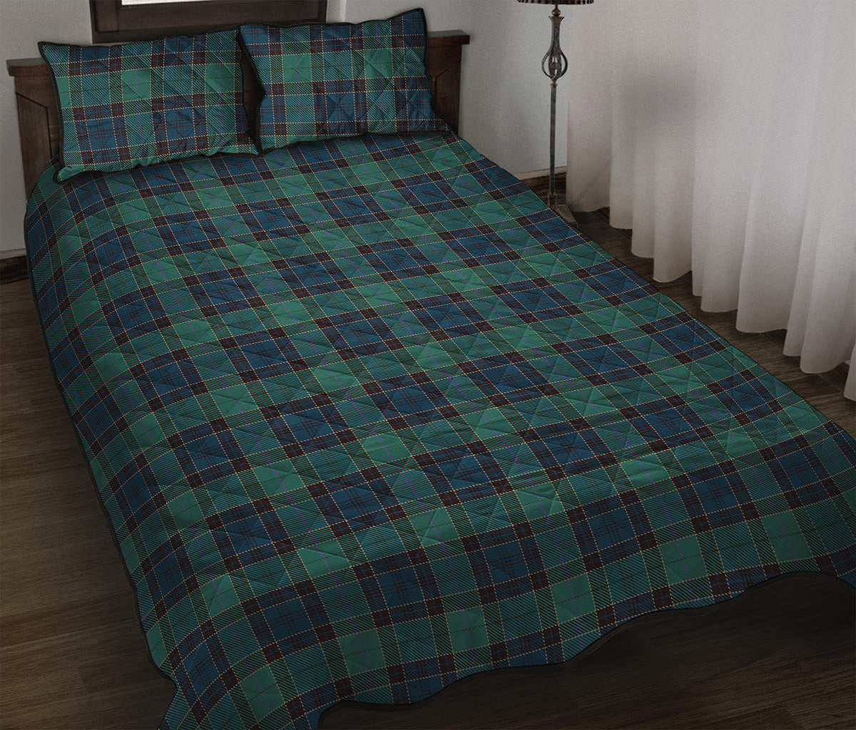 Clan Campbell Tartan Pattern Print Quilt Bed Set