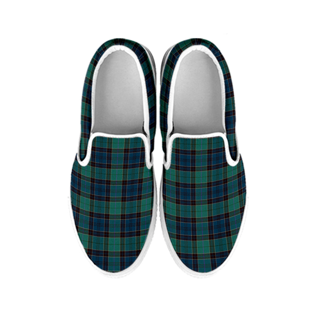 Clan Campbell Tartan Pattern Print White Slip On Shoes