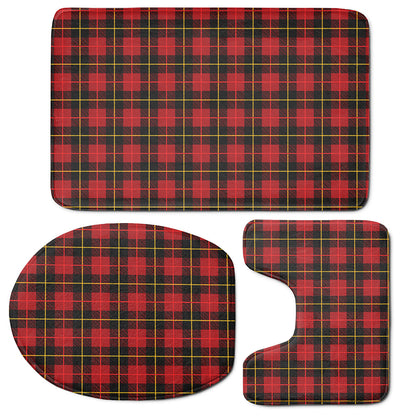 Clan Macqueen Tartan Pattern Print 3 Piece Bath Mat Set