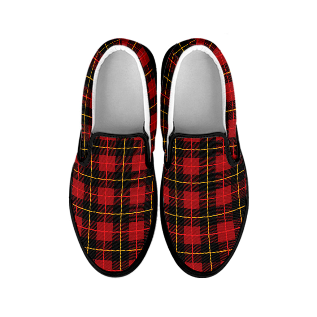 Clan Macqueen Tartan Pattern Print Black Slip On Shoes
