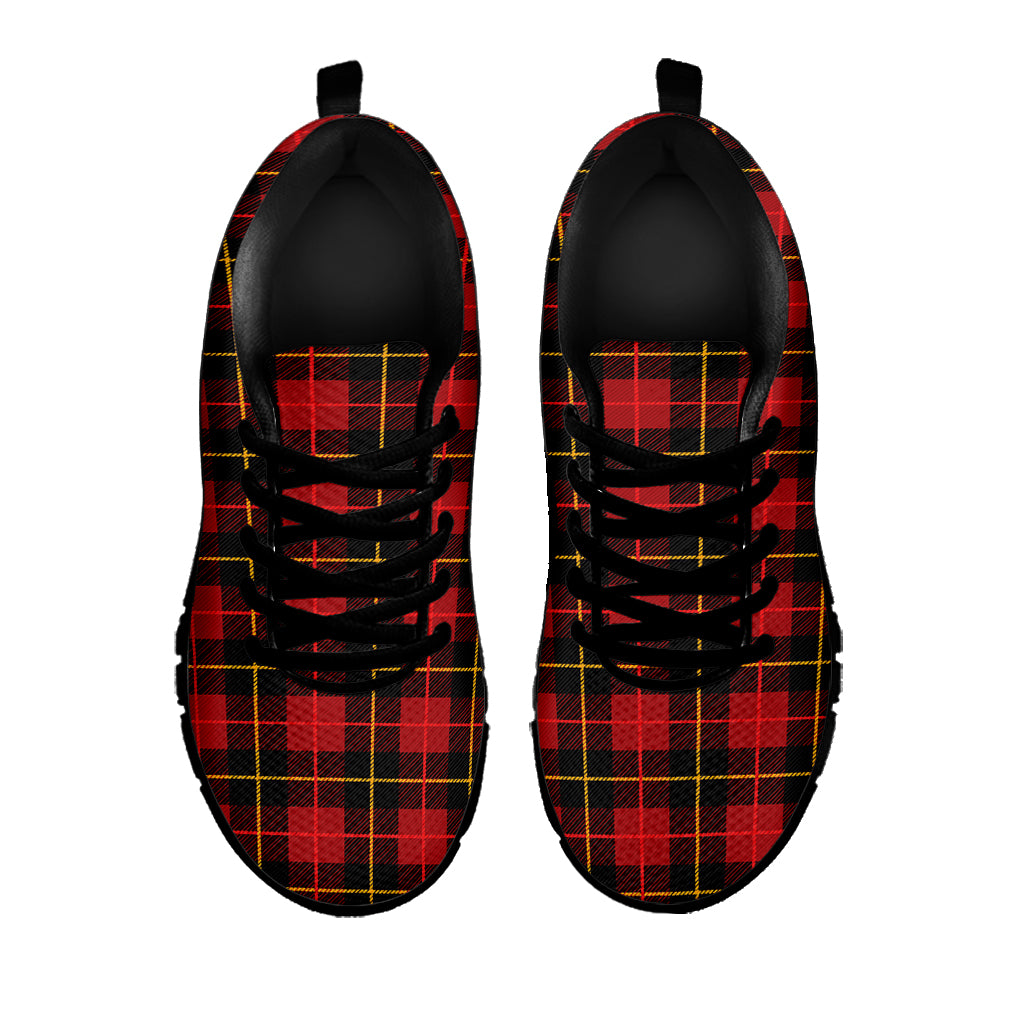 Clan Macqueen Tartan Pattern Print Black Sneakers