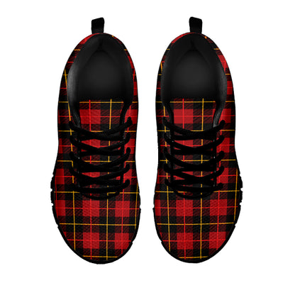 Clan Macqueen Tartan Pattern Print Black Sneakers