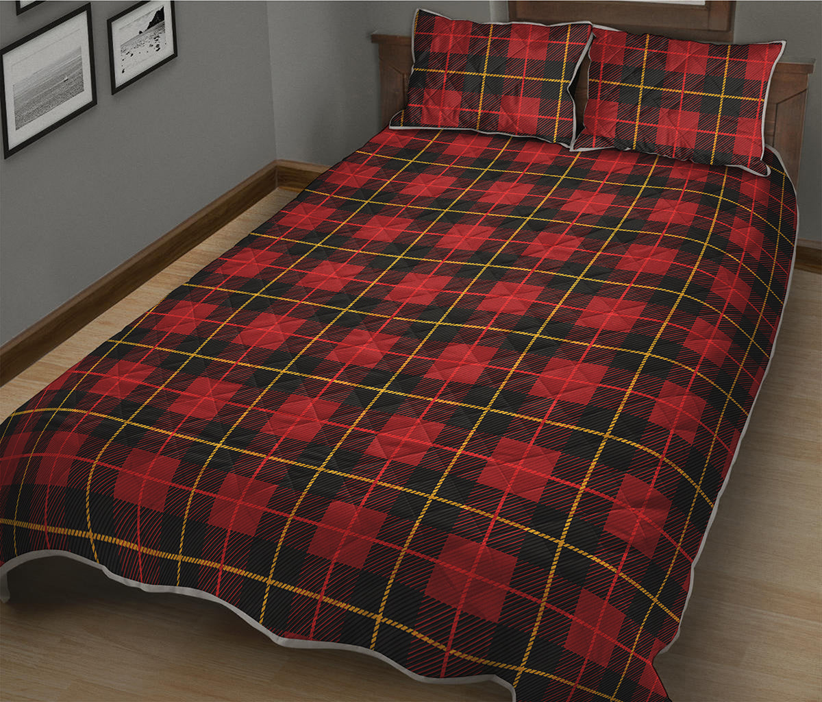 Clan Macqueen Tartan Pattern Print Quilt Bed Set