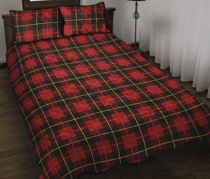 Clan Macqueen Tartan Pattern Print Quilt Bed Set