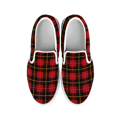Clan Macqueen Tartan Pattern Print White Slip On Shoes