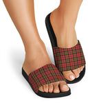 Clan Wallace Scottish Tartan Print Black Slide Sandals