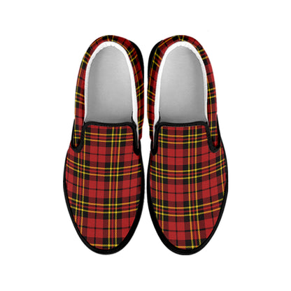 Clan Wallace Scottish Tartan Print Black Slip On Shoes