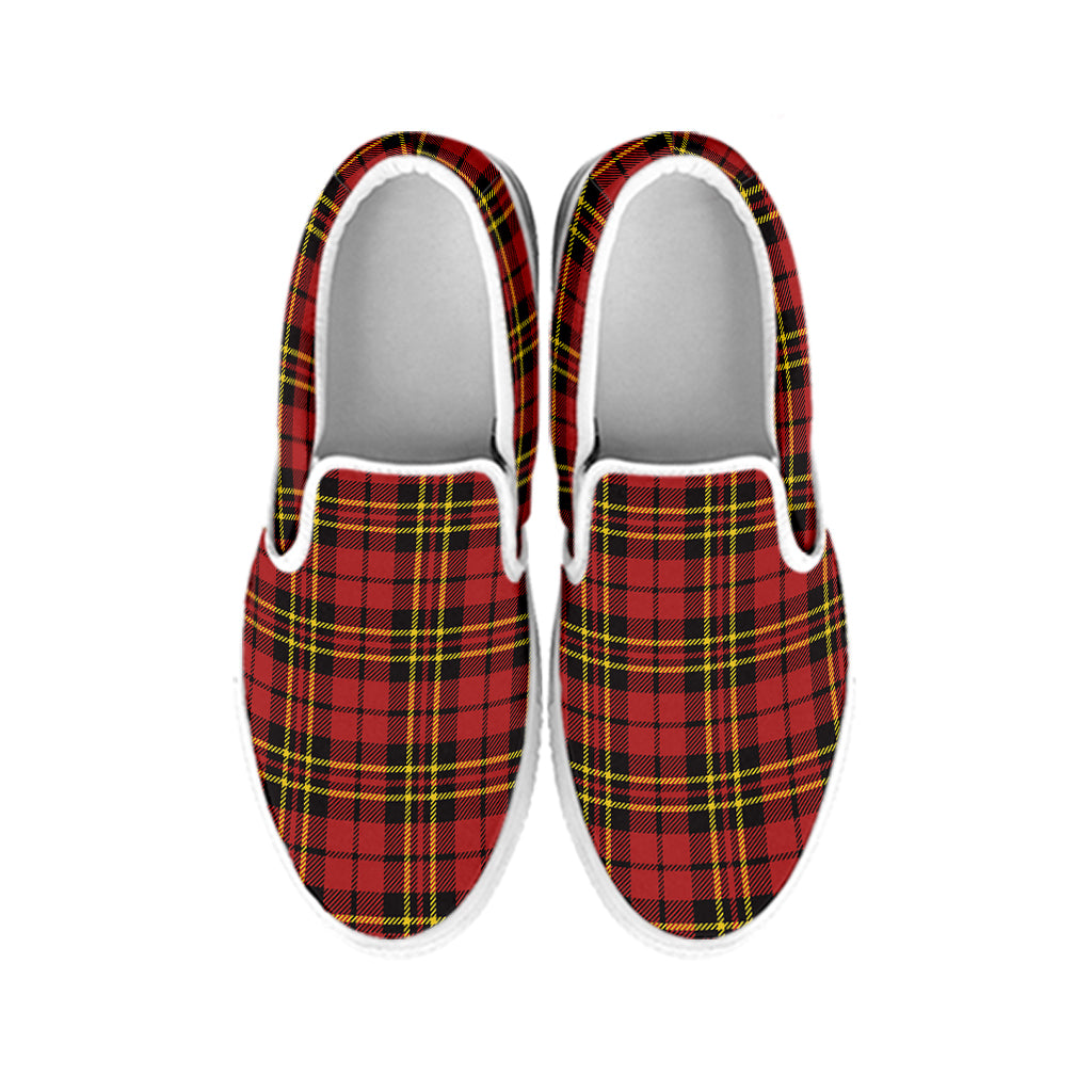 Clan Wallace Scottish Tartan Print White Slip On Shoes