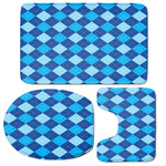 Classic Blue Argyle Pattern Print 3 Piece Bath Mat Set
