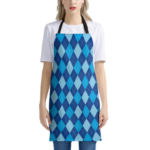 Classic Blue Argyle Pattern Print Apron