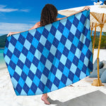 Classic Blue Argyle Pattern Print Beach Sarong Wrap