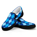 Classic Blue Argyle Pattern Print Black Slip On Sneakers