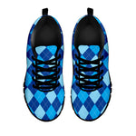 Classic Blue Argyle Pattern Print Black Sneakers