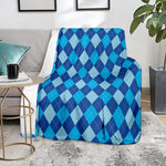 Classic Blue Argyle Pattern Print Blanket