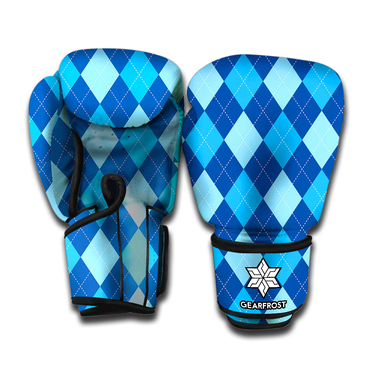 Classic Blue Argyle Pattern Print Boxing Gloves