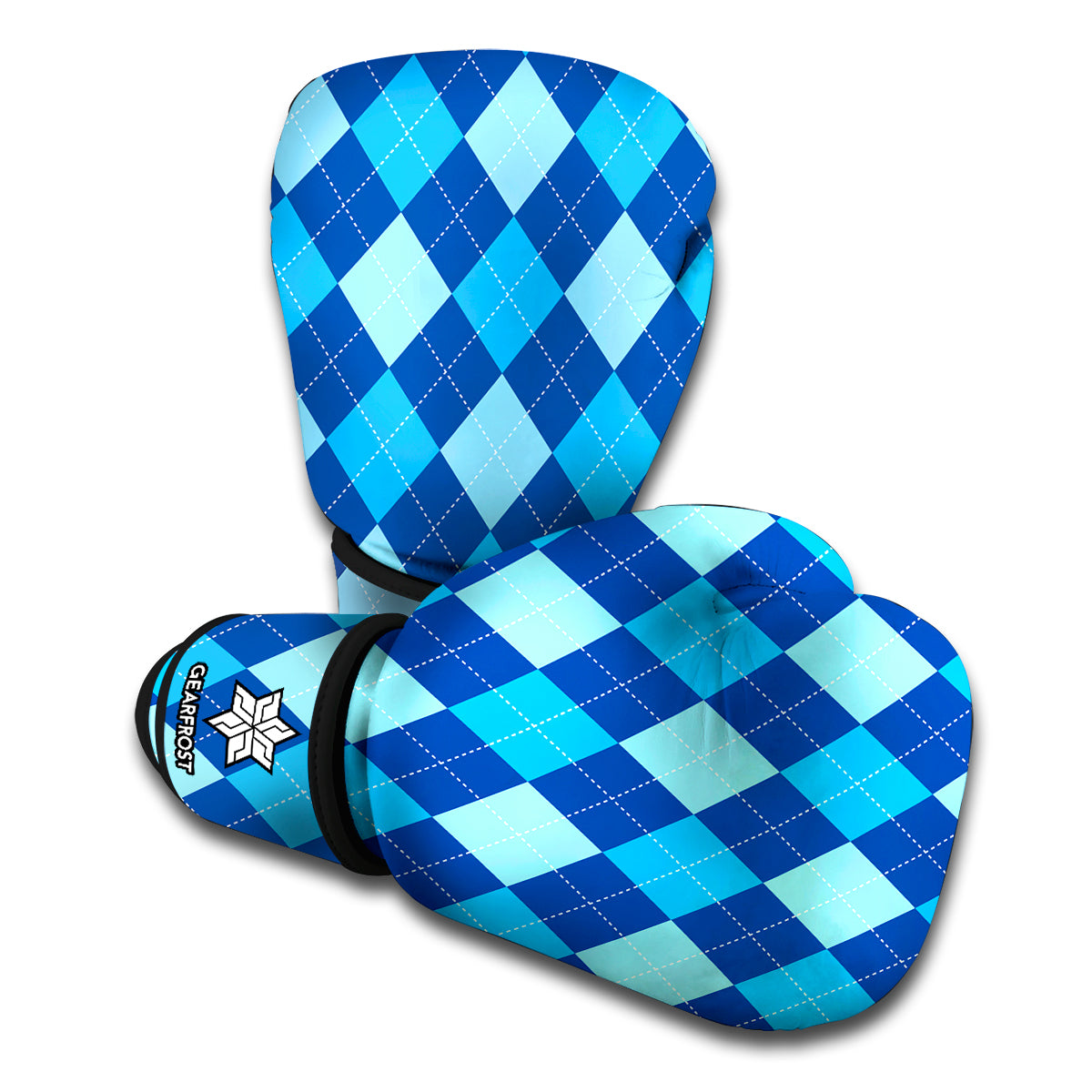 Classic Blue Argyle Pattern Print Boxing Gloves