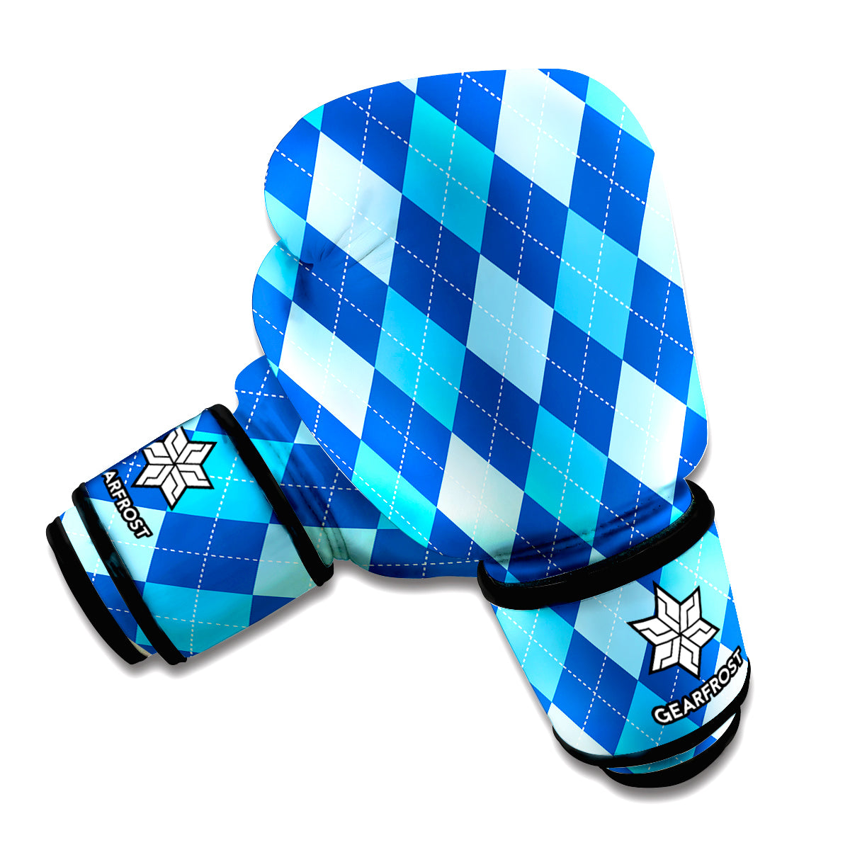 Classic Blue Argyle Pattern Print Boxing Gloves