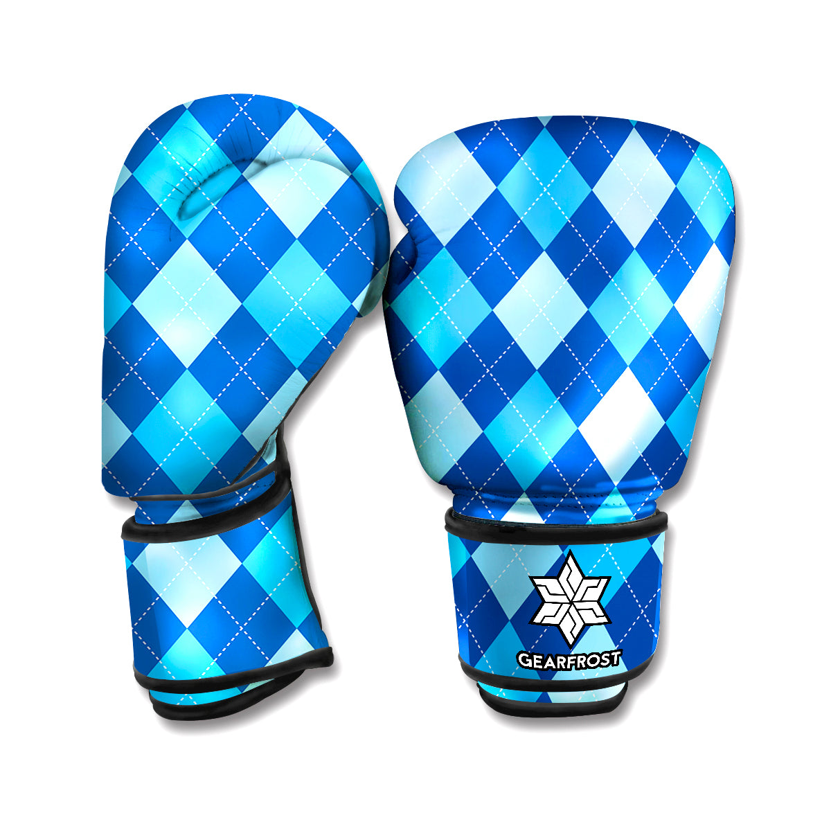 Classic Blue Argyle Pattern Print Boxing Gloves