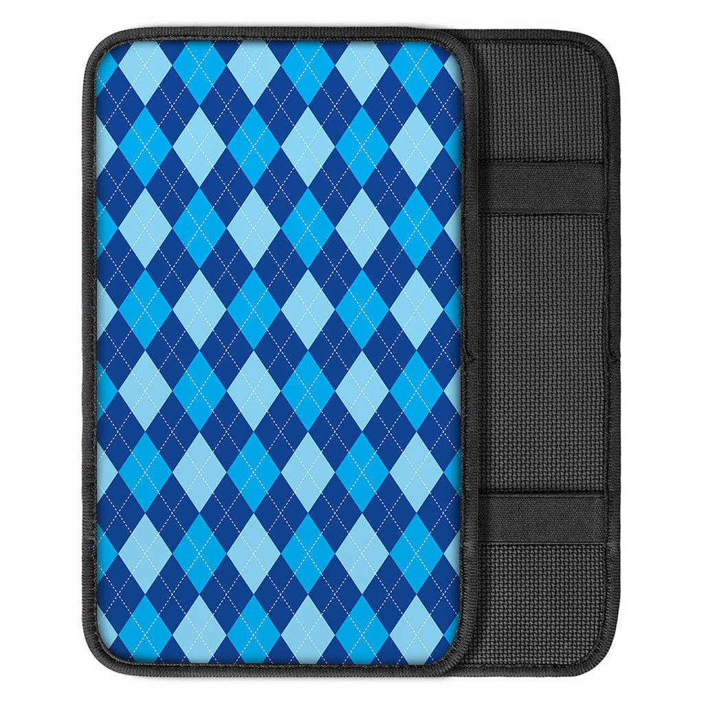 Classic Blue Argyle Pattern Print Car Center Console Cover