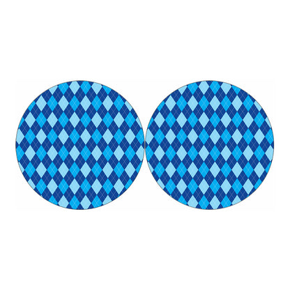 Classic Blue Argyle Pattern Print Car Coasters